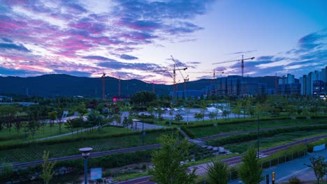 new city construction site night to day sunrise,4k time lapse