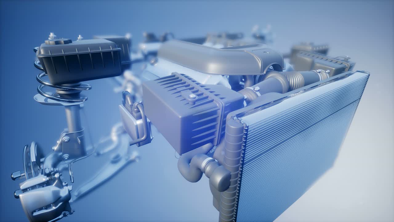 자세한 자동차 엔진 및 다른 부품