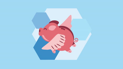 piggy savings with wings animation