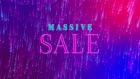 Animation-of-massive-sale-text-banner-over-light-trails-spinning-against-purple-gradient-background