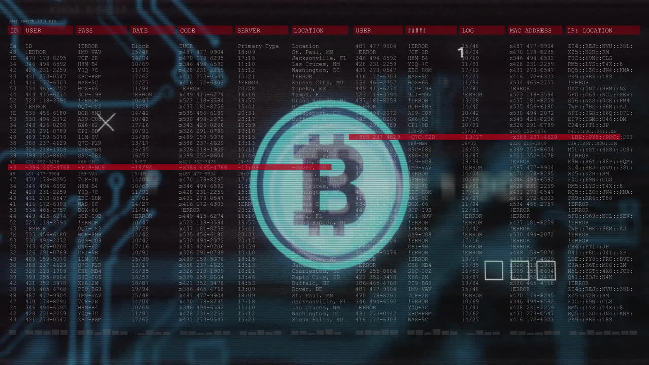 데이터 처리를 통해 비트코인 및 연결의 애니메이션