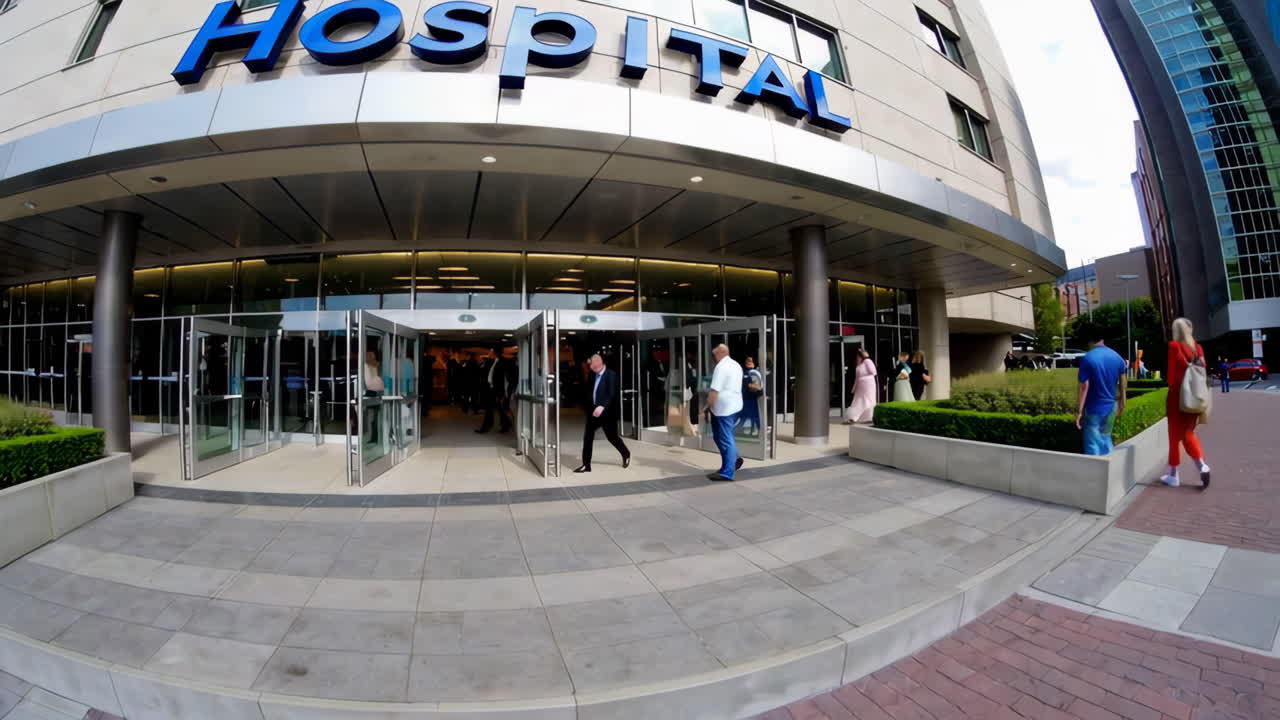 Hospital Entrance with People