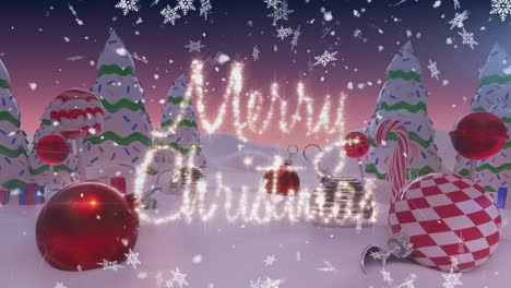 Animation-of-merry-christmas-text-over-christmas-decoration