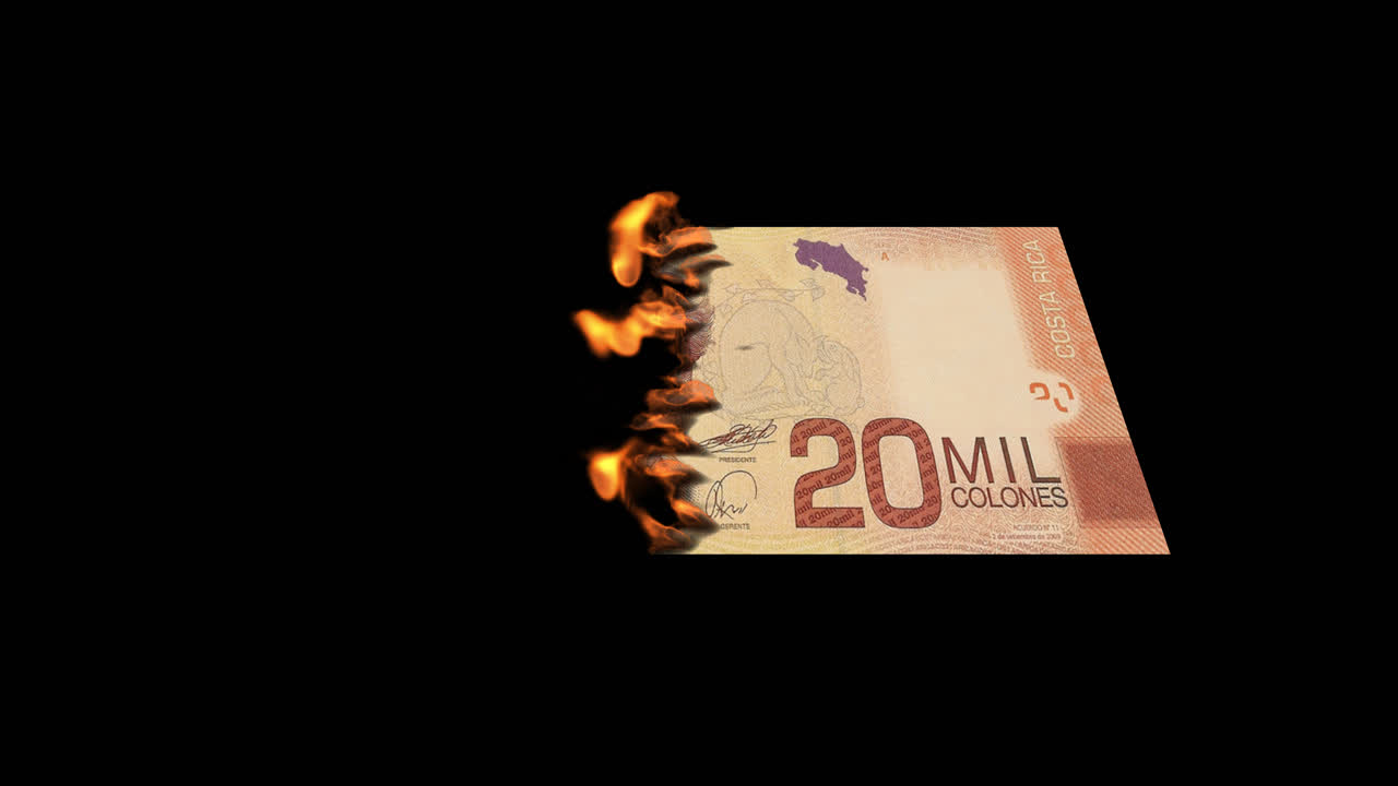 Costa Rican 20,000 Colon Bill Burning