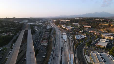 excellent aerial view of traffic on highways and overpasses in laguna niguel, california