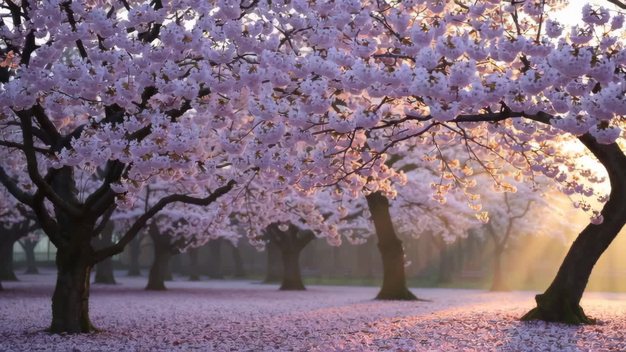 Beautiful Cherry Blossom Trees in Springtime