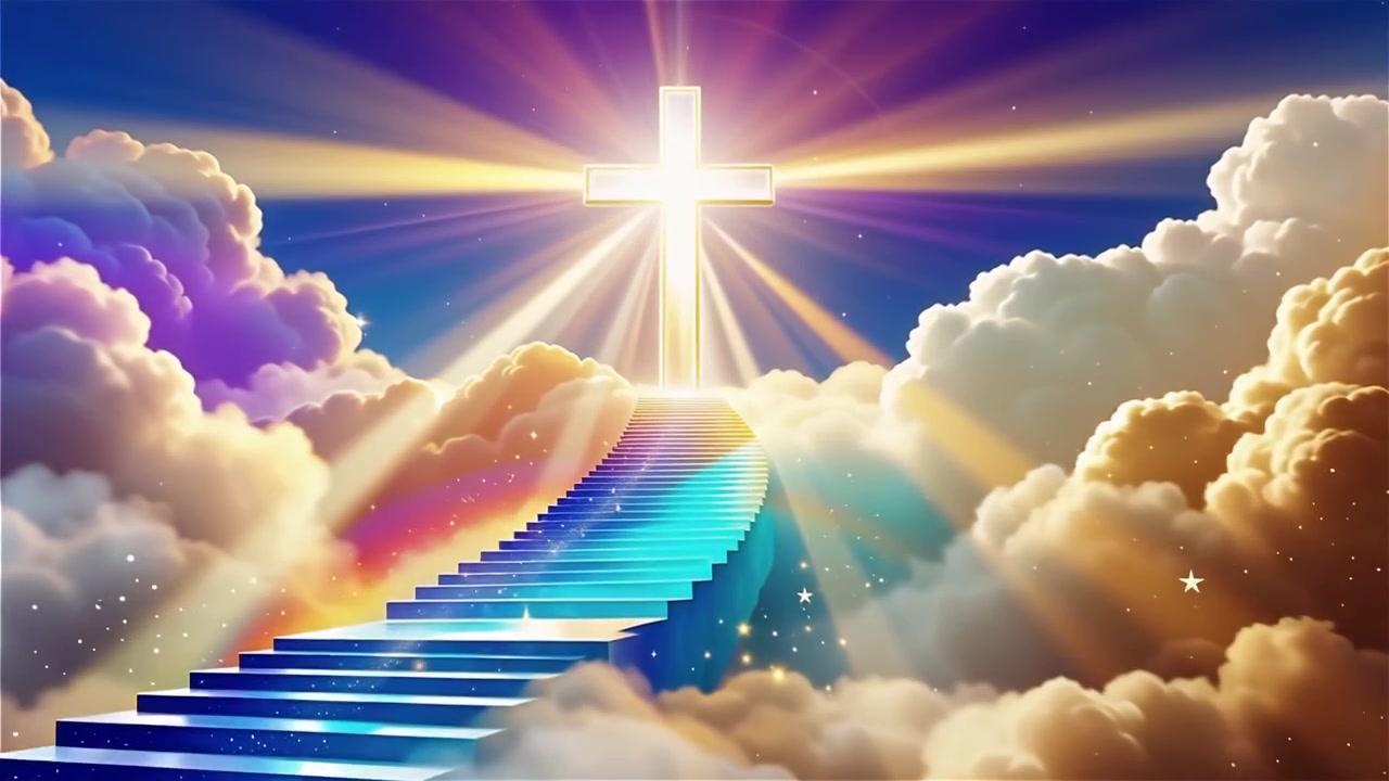 Christian Cross Heavenly Light Worship Background