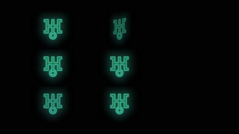 Japan symbols pattern with pulsing neon green light 8