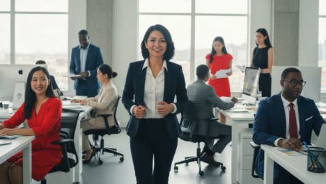 diverse business professionals working in a modern office