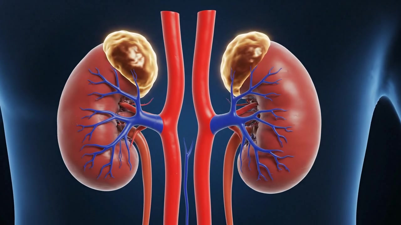 Detailed bilateral kidneys with ureters and branching vessels in medical visualization
