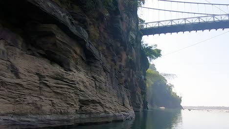 mountain side river view at day from flat angle video is taken at umtong river dawki meghalaya north east india on july 06 2023