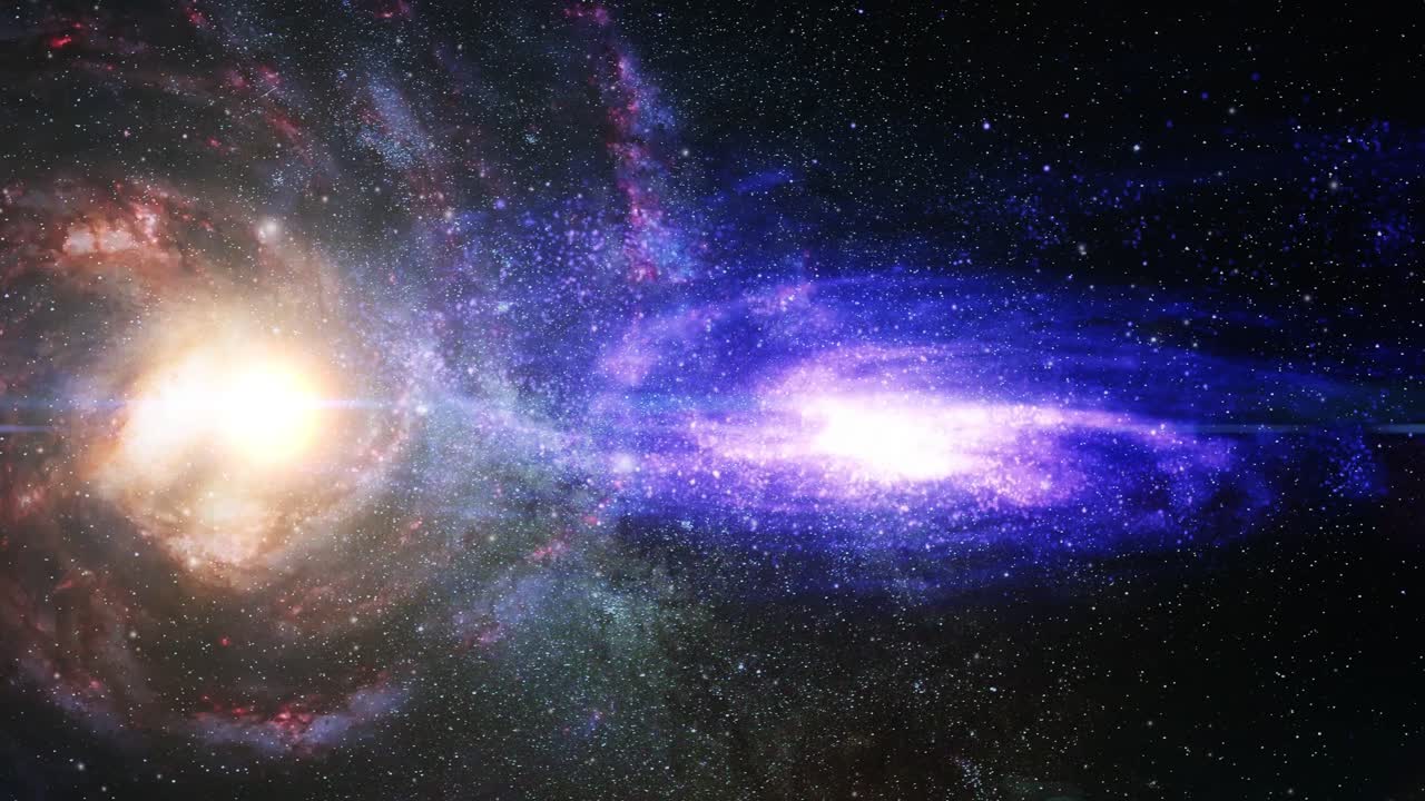 dos galaxias en el universo en expansión pov