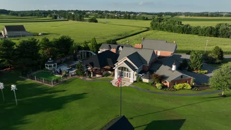 huge modern house in rural american farm scene