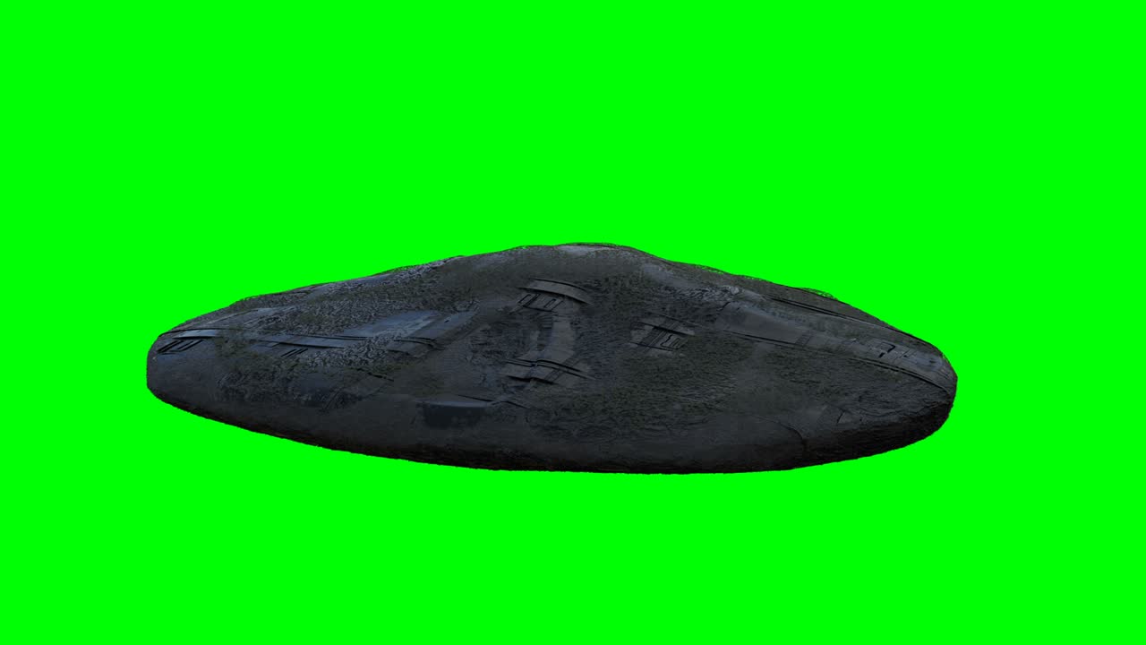 미래의 외계인 sf 우주선이 녹색 스크린에서 고립됩니다. 현실적인 4k 애니메이션.