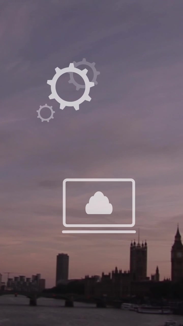 Animation of multiple icons over giant wheel against modern city in background