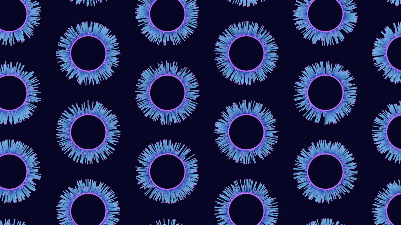 Digital pattern with fantasy neon spheres with dots and lines in dark space