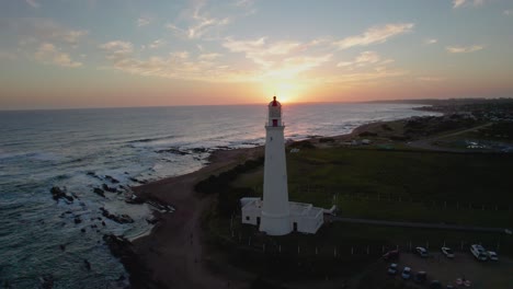 farol de santa marta lighthouse in portugal at sunset, aerial view