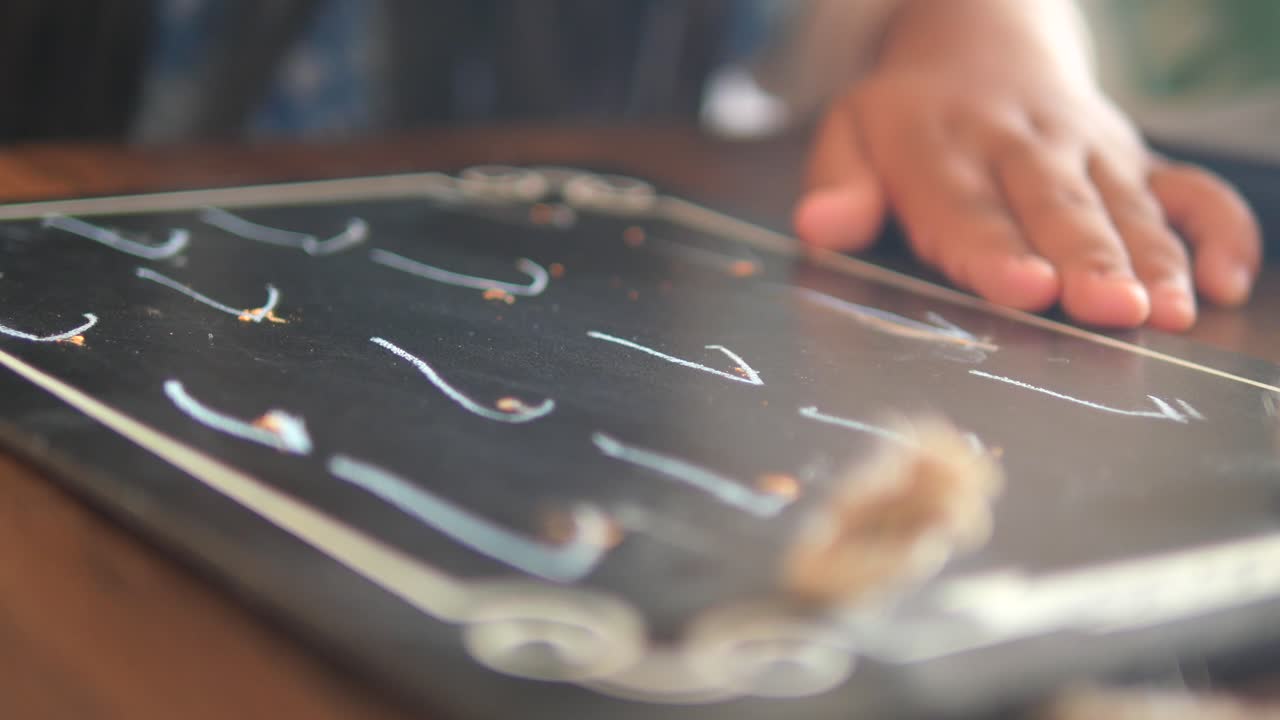 Child Writing on Chalkboard