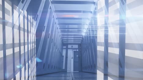 animation of shapes moving over server room