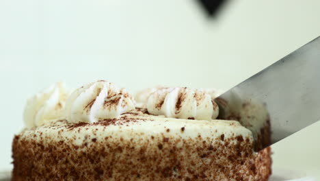 pumpkin spice cake being cut and served