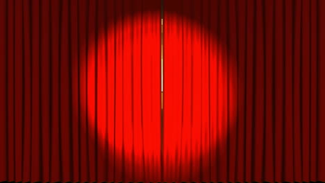 red curtains open and disco ball