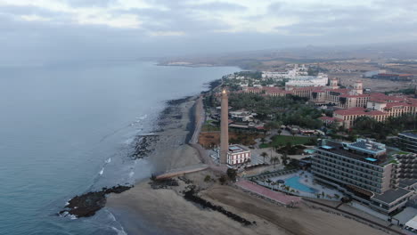 rotating drone view of the gran canaria island maspalomas in spain