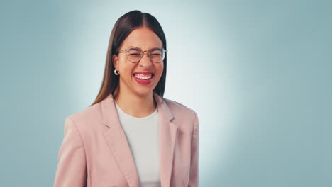 Face,-business-and-woman-with-celebration