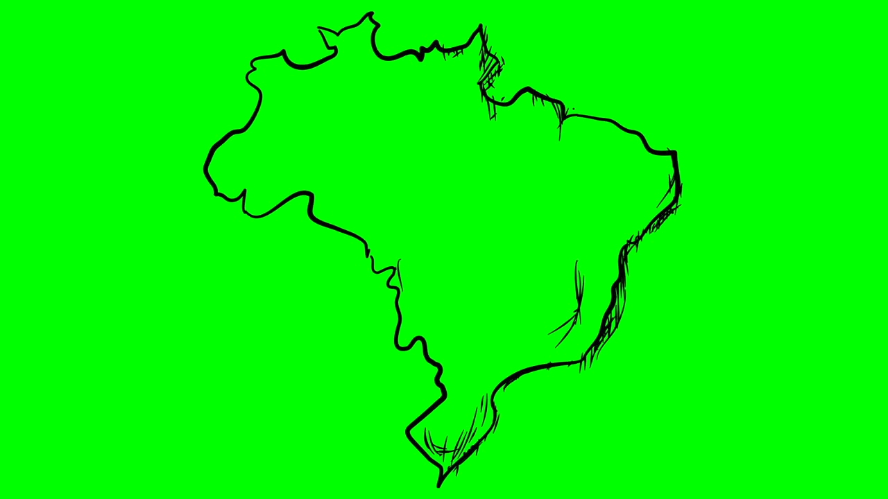 brasil dibujando el contorno del mapa en pantalla verde aislado pizarra blanca