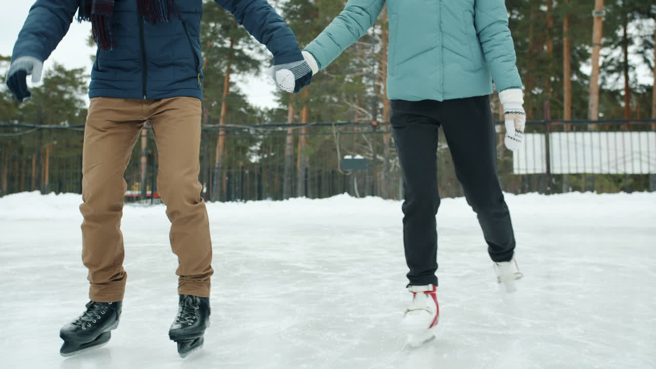 Couple Ice Skating in Winter