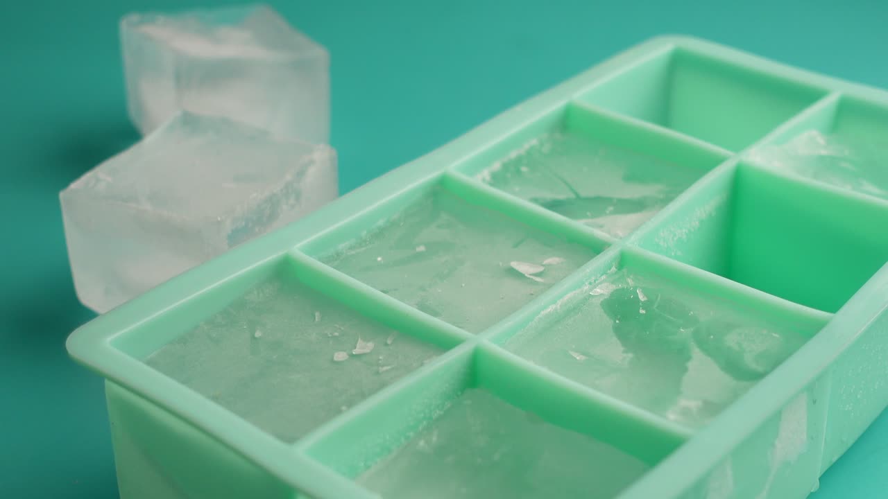 Ice Cubes in a Mint Green Ice Tray