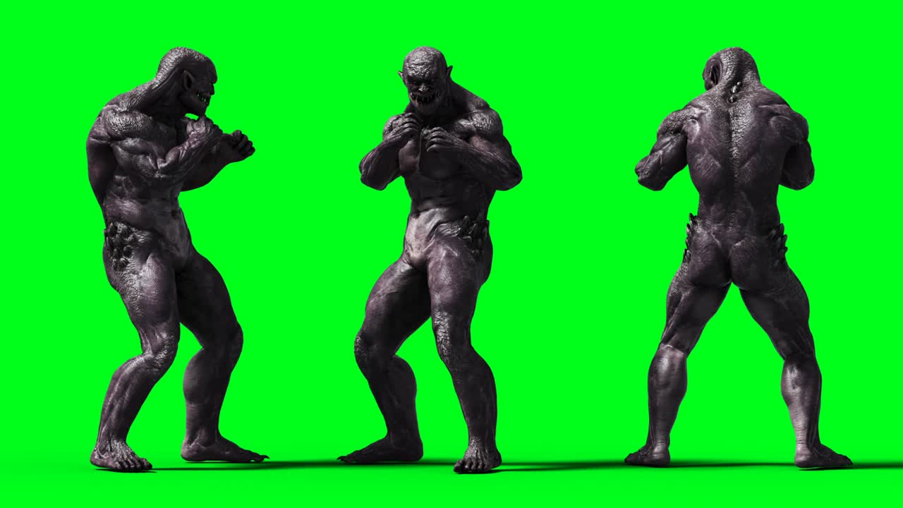 무서운 괴물 애니메이션, 물리적, 모션, 흐릿한, 현실적인 4k 애니메이션, 그린 스크린