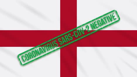 inglaterra balanceando la bandera con un sello verde de libertad del coronavirus, bucle