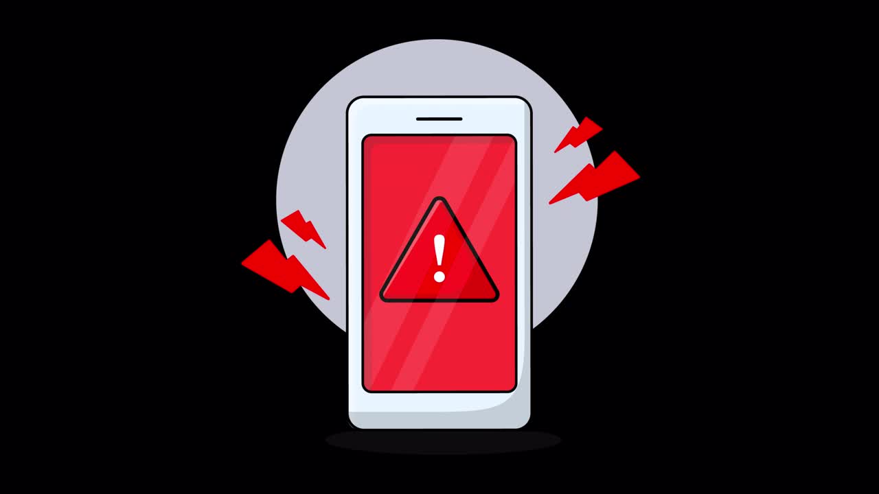 Animated Smartphone Displaying a Red Warning Alert
