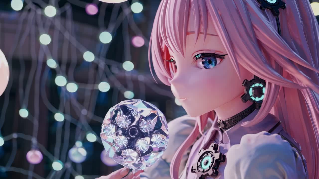 chica de anime con una bola de cristal