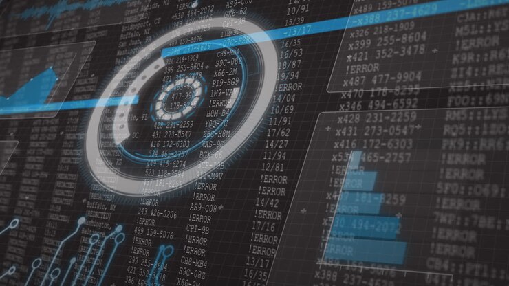 Animation of scope scanning, statistics recording and data processing over screens
