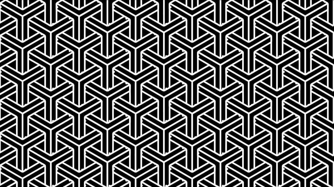 Isometric 3d square in black and white for alpha channel 4K loop