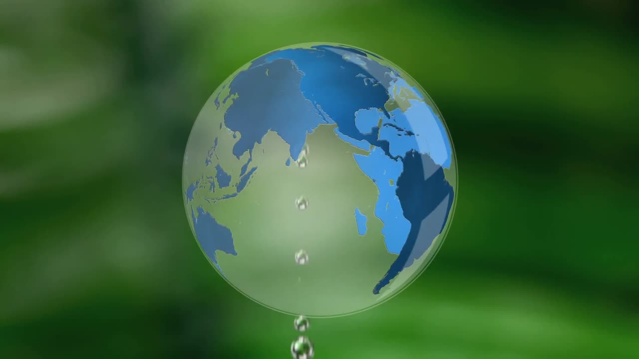 Tropfendes Wasser und Globus