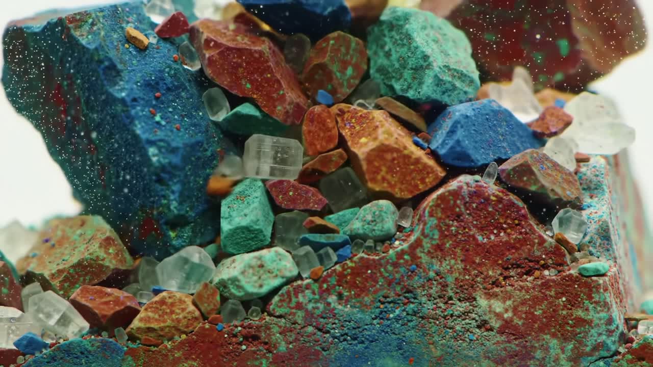 Discovering Vibrant Mineral Formations in a Close-Up Exploration of Colorful Rocks and Crystals