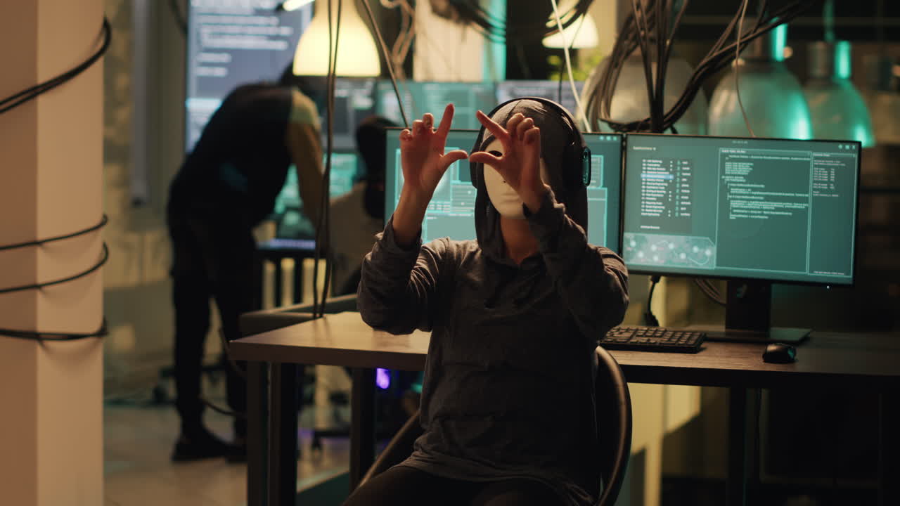 Hacker in Mask Hacking Computers