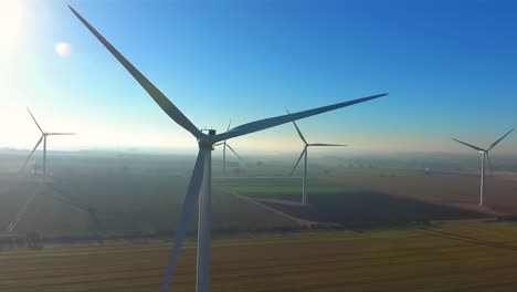 aerial view of wind turbine - renewable energy by wind power