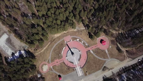 aerial view of a monument in a park