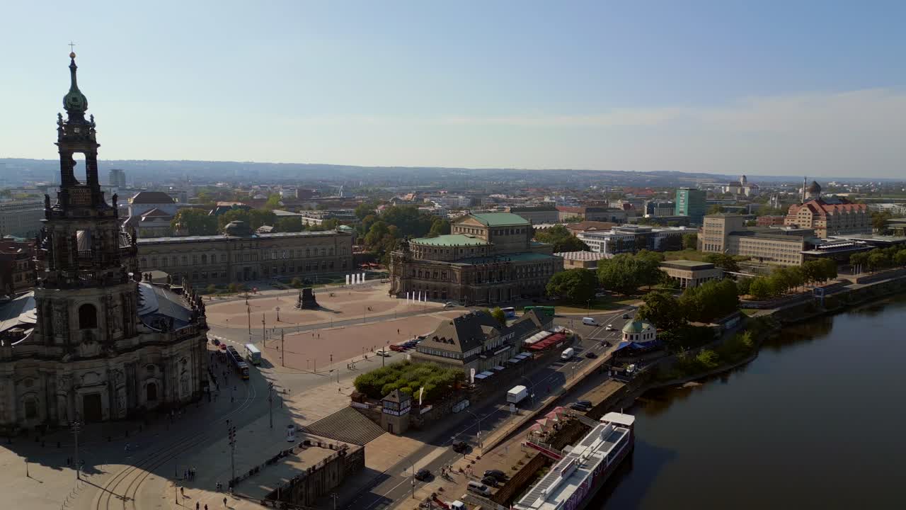 Cityscape Dresden Zwinger, Church, Opera at Elbe