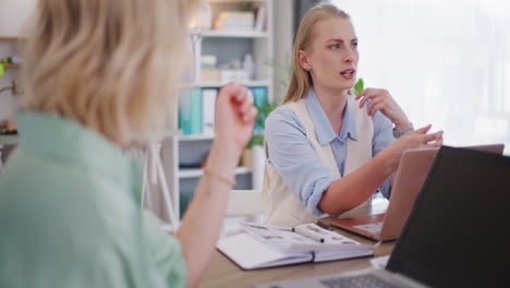 Zwei-Frauen-Diskutieren-Projekt-Im-Büro