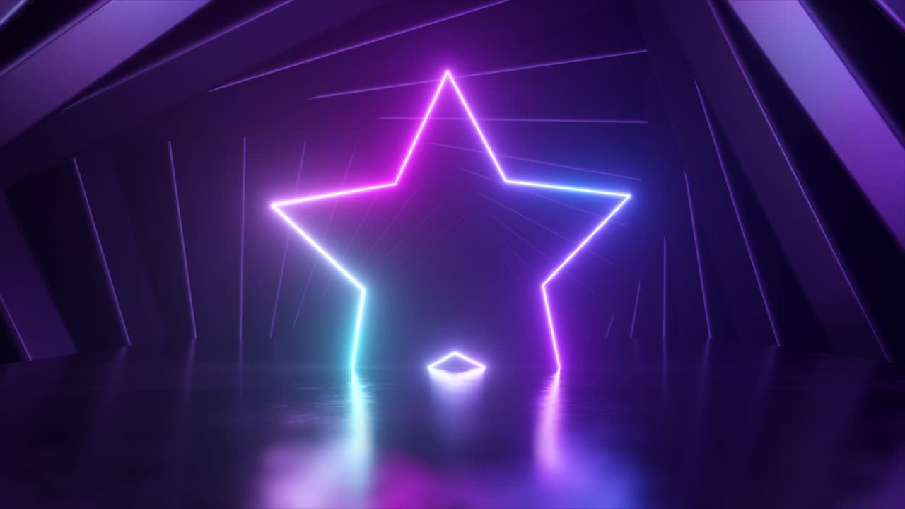 기하학적 터널 에 있는 네온 별