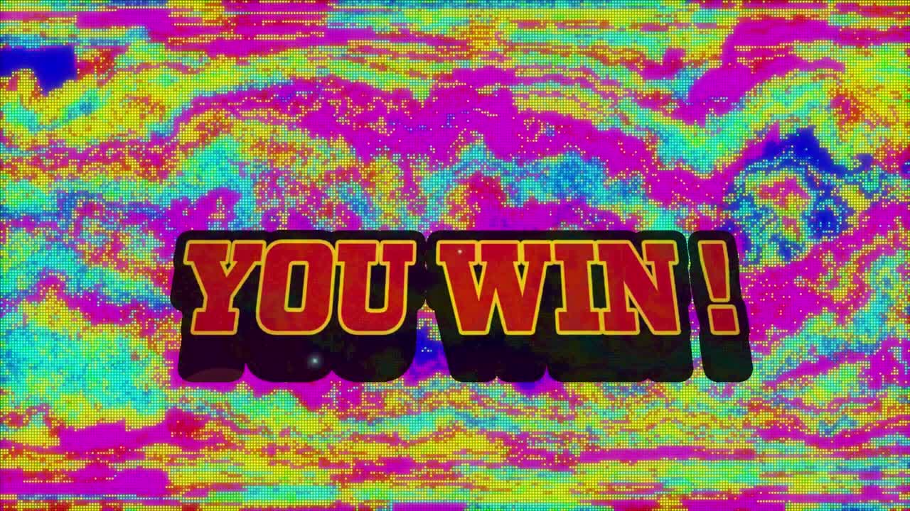 다채로운 배경 위에 있는 텍스트를 찍은 애니메이션