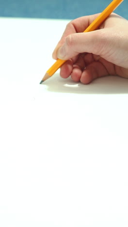 female hand draws with a pencil. young woman learns to draw. vertical video