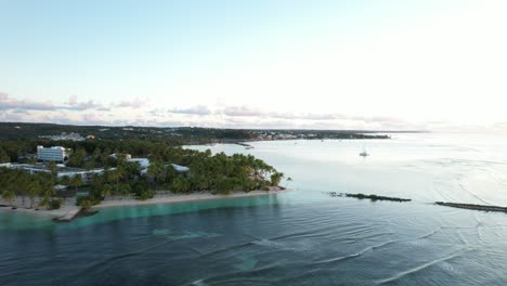 Exotic-Caravelle-beach-in-Guadeloupe,-aerial-establishing-shot