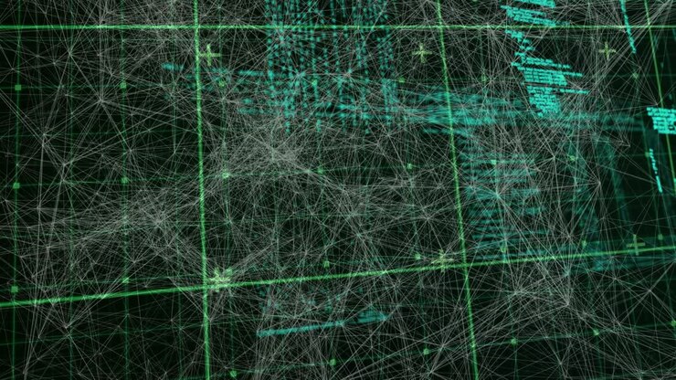 Animation af databehandling via netværk af forbindelser og gitter