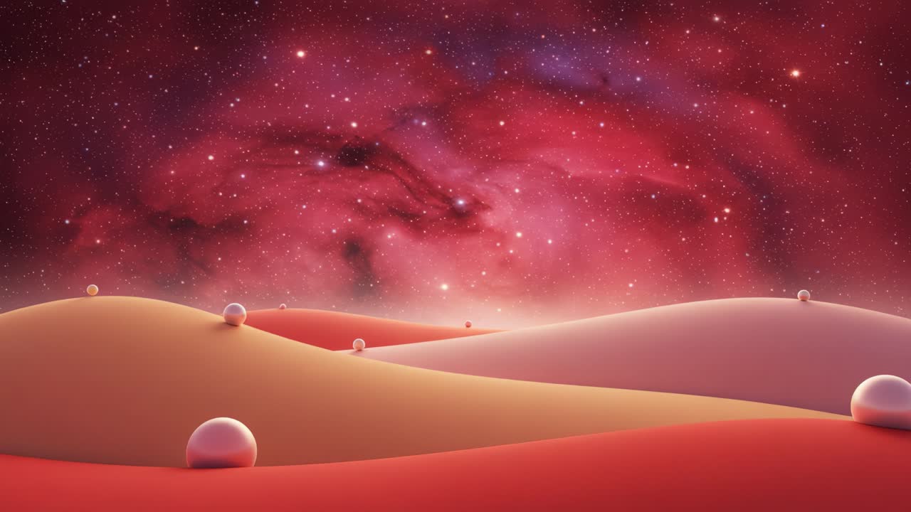 cosmos,nebula,landscape,space,red,stars,spheres,hills,dream,galaxy,abstract,vivid,modern,illustration,colorful,nature,night,art,scene,celestial,surreal,shine,world,view,fantasy,design,perspective,beauty,aesthetic,light,depth,planet,environment,cosmic,universe,smooth,creative,high,vibrance,motion