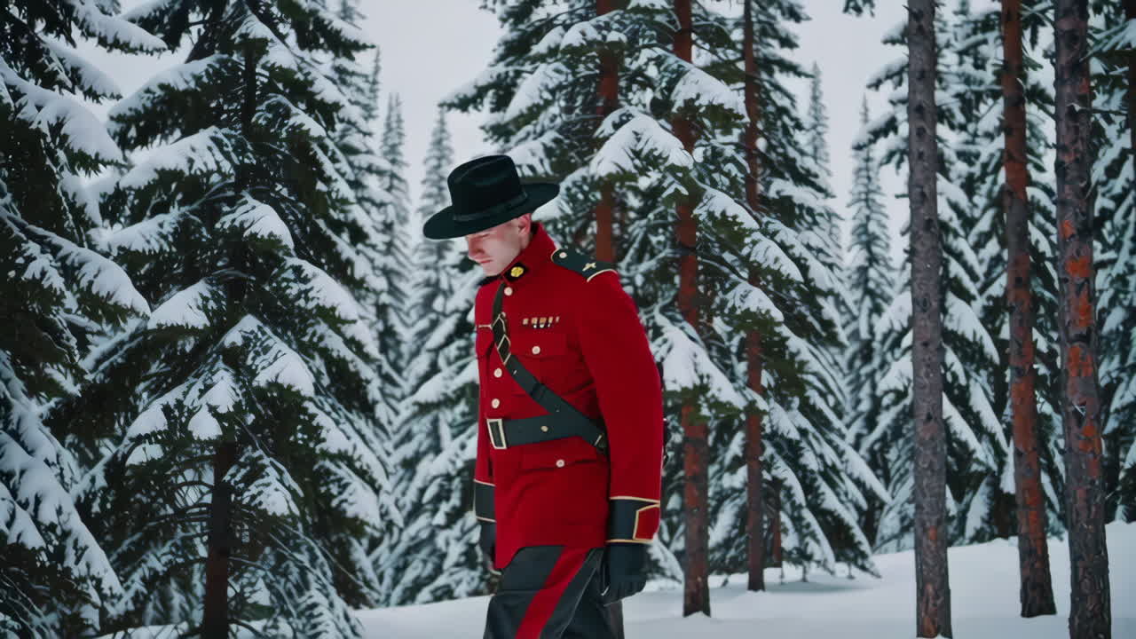 Ranger canadese in una foresta innevata
